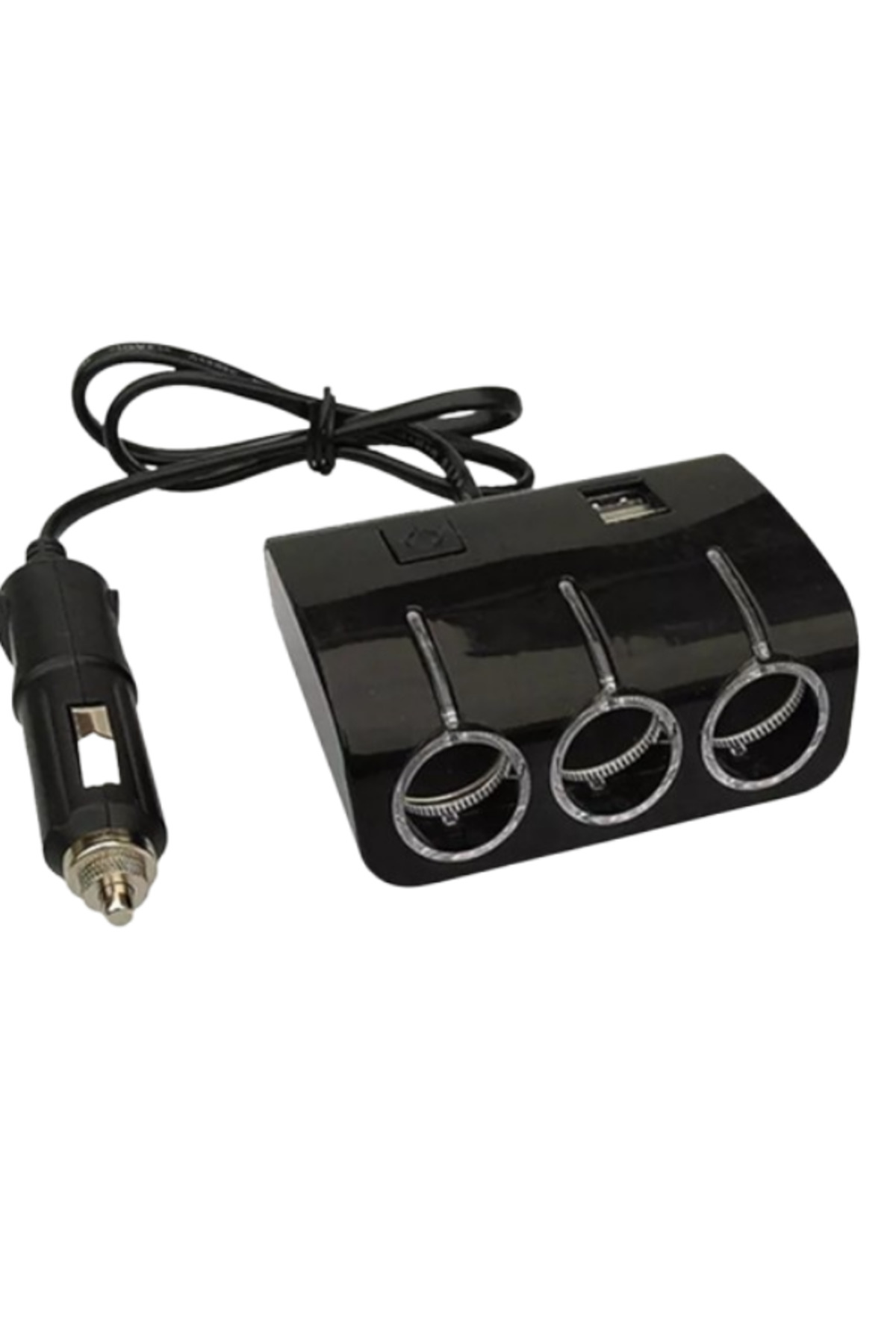 Araba Siyah 3’Lü Multi Soket Çakmaklık Bölücü Adaptör Usb Takılı Şarj Cihazı - küçük resim 11