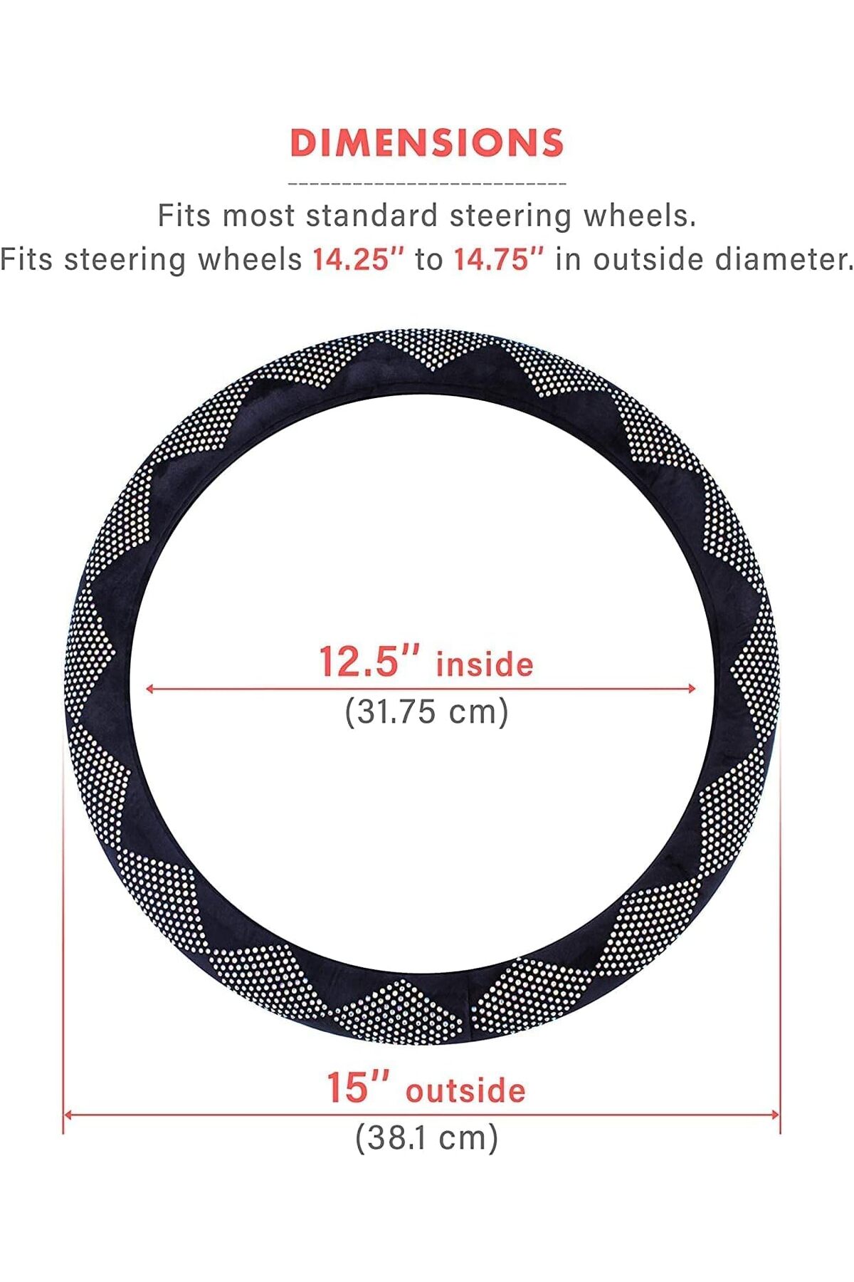 Kristal Taşlı Işıltılı Direksiyon Kılıfı – 36,8-38,1 Cm, Kaymaz Ve Şık Tasarım - küçük resim 8