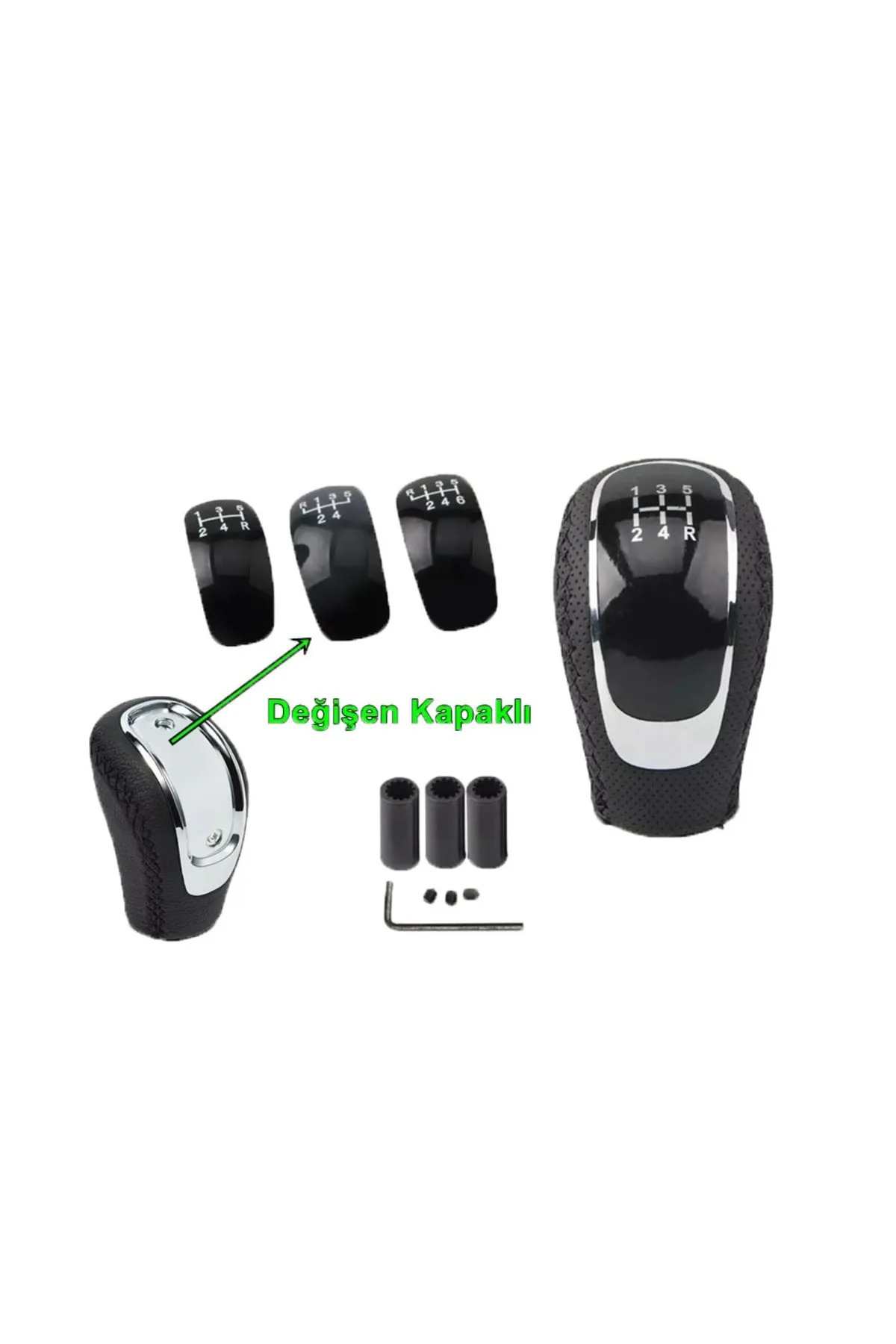 Universal Manuel Vites Topuzu Değiştirilebilir Kapak 5 Ileri Ve 6 Ileri Siyah Dikişli Mandalsız - küçük resim 3