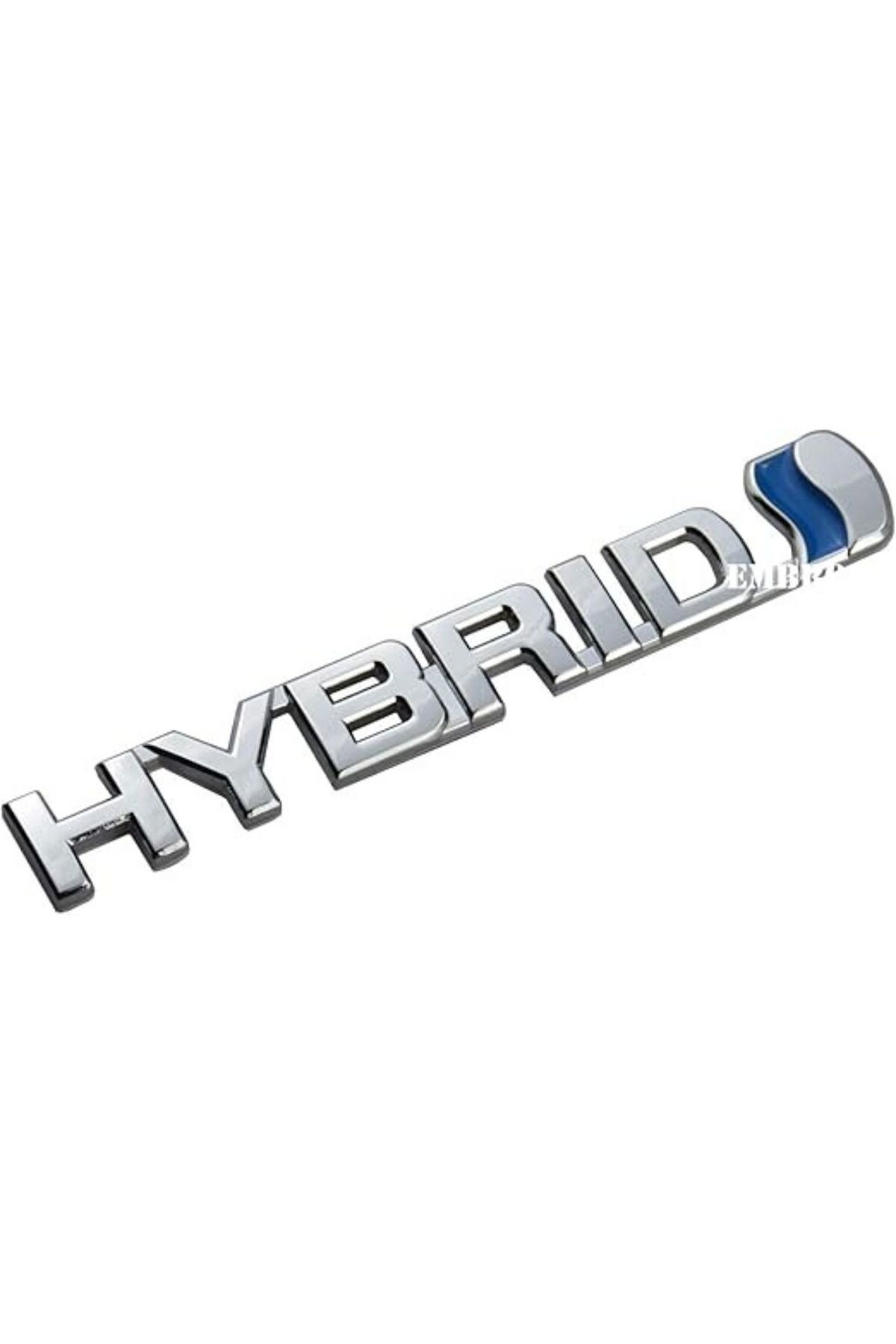 Hibrit Amblem Çamurluk 3D Metal Rozet Çıkartması Evrensel Araba İçin Yedek (Mavi Krom) - küçük resim 3