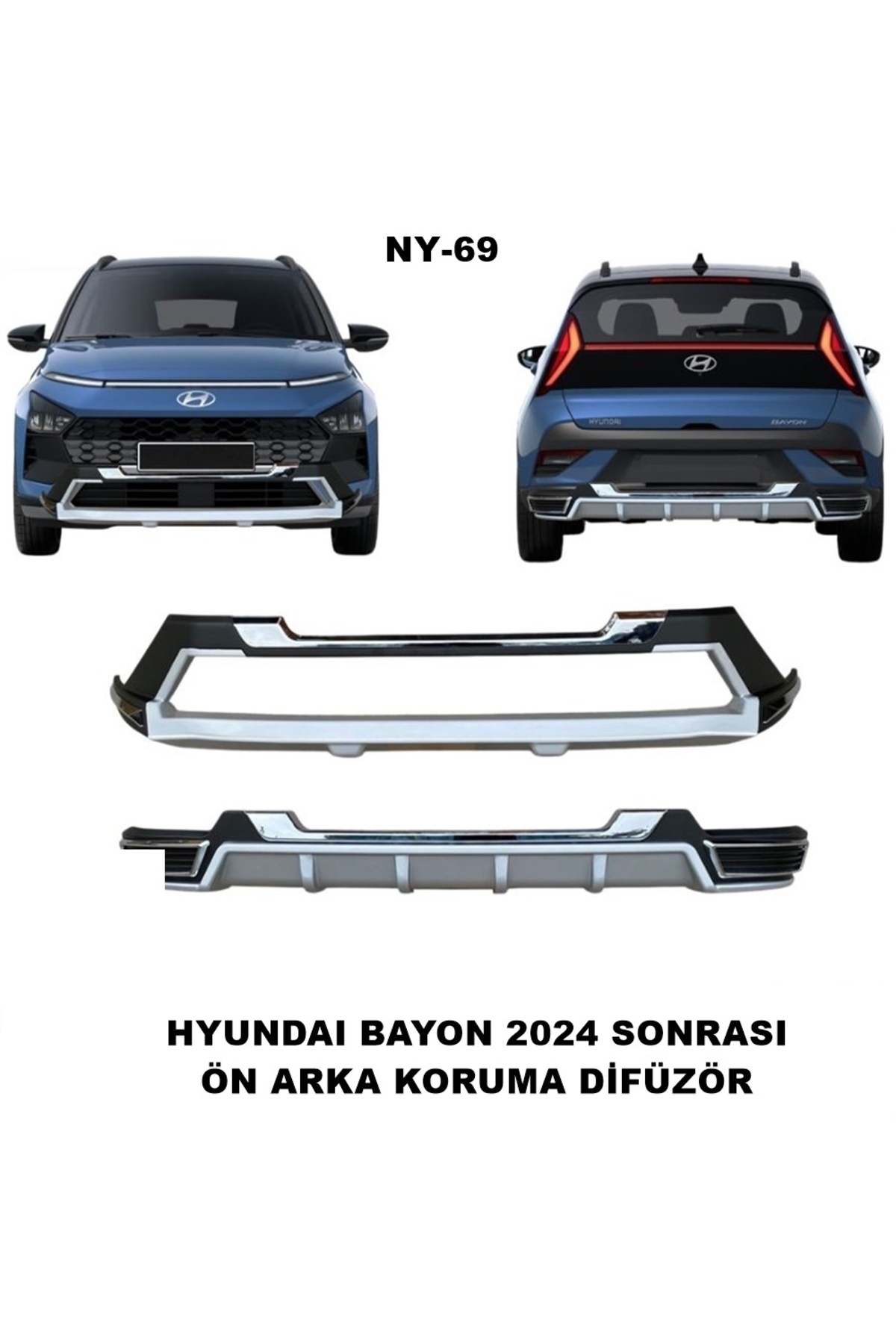 Hyundai Bayon Ön Ve Arka Tampon Koruma Difüzör Bayon 2024 Sonrası Spor Model Difüzör - küçük resim 3