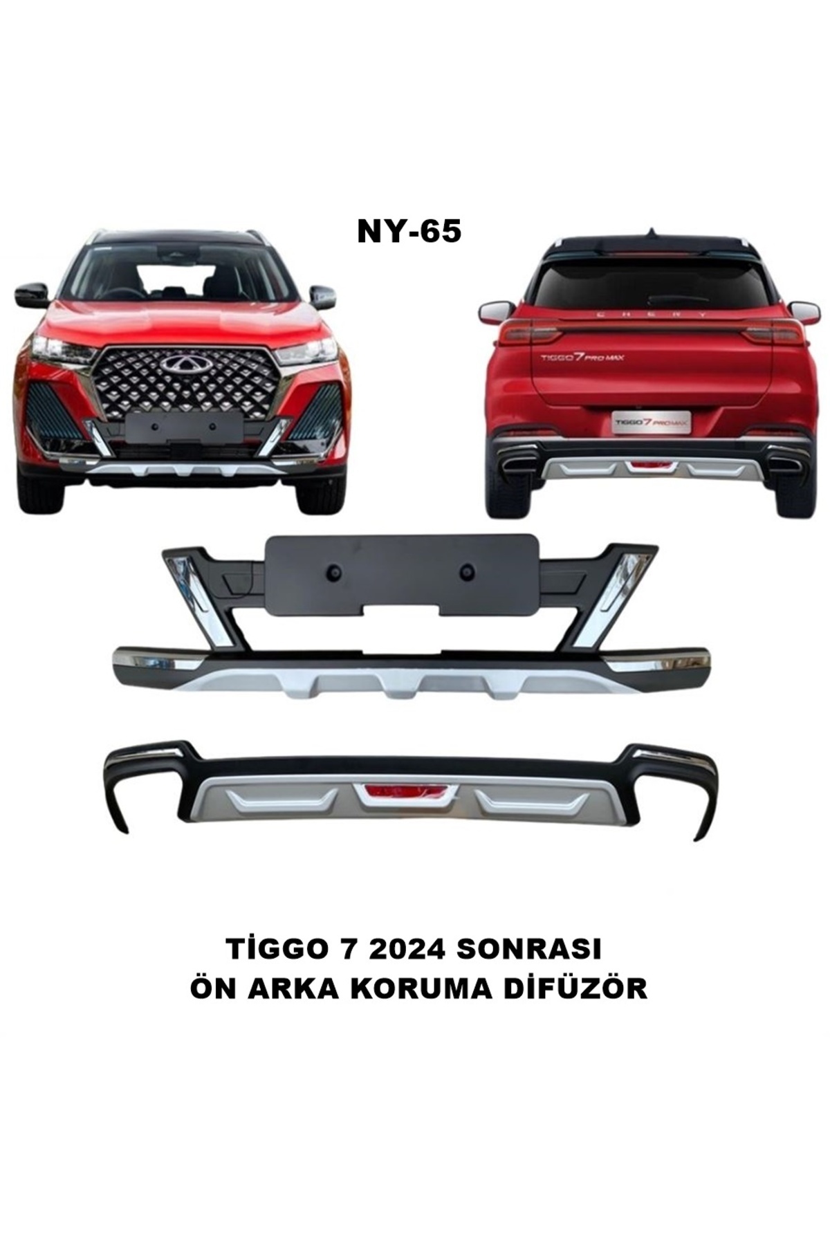 Chery Tiggo 7 Ön Ve Arka Tampon Koruma Difüzör Tiggo 7 2024 Sonrası Son Kasa Ön Arka Difüzör - küçük resim 5