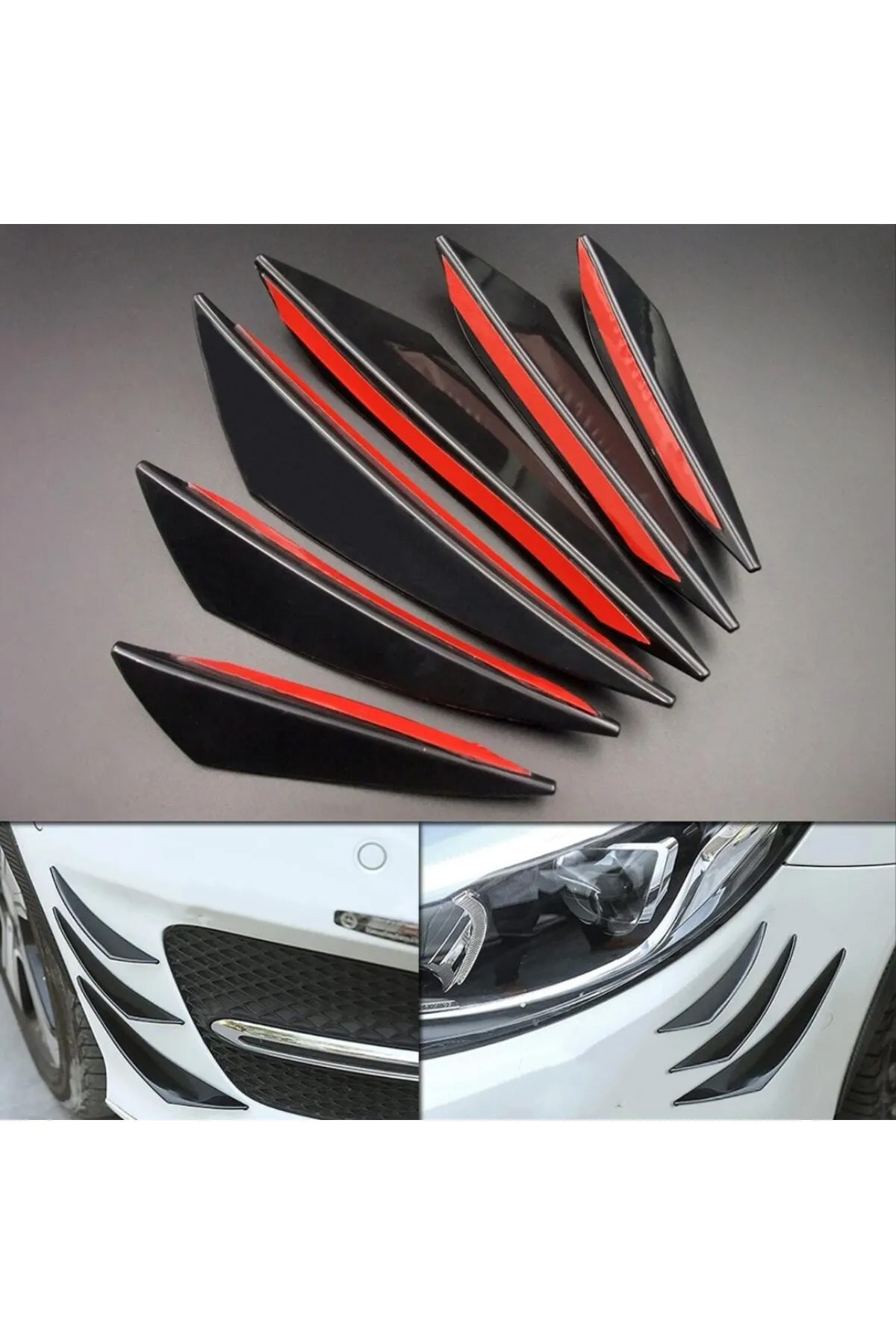 Her Araca Uyumlu Ithal Piano Black 6'Lı Kanatlı Tampon Bıçağı Tampon Bıçak - küçük resim 1