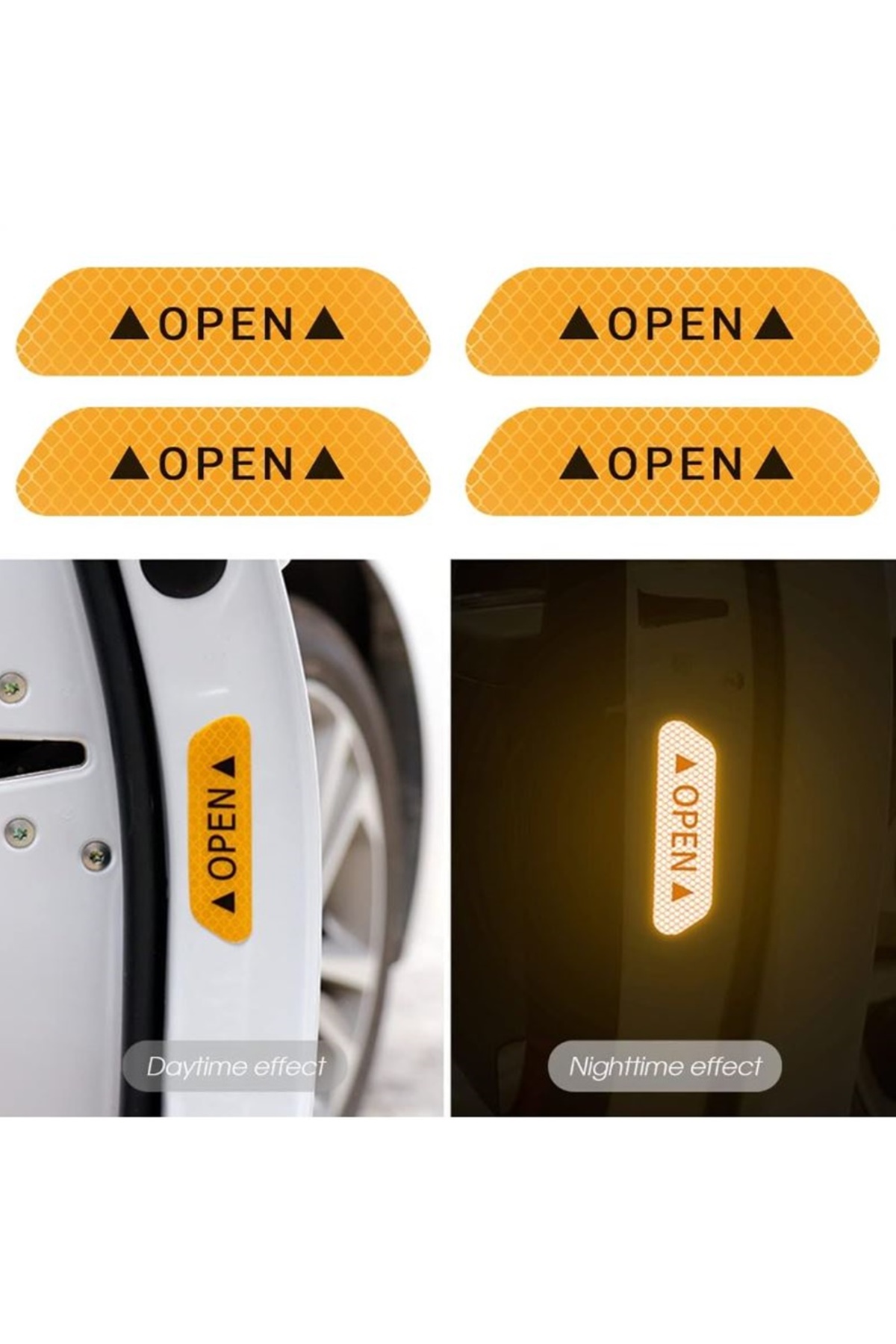 Araç Kapı Reflektör Çıkartmalar Gece Reflektörlü Uyarı Çıkartmaları Petekli Fosfor Sarı Reflektör - küçük resim 6