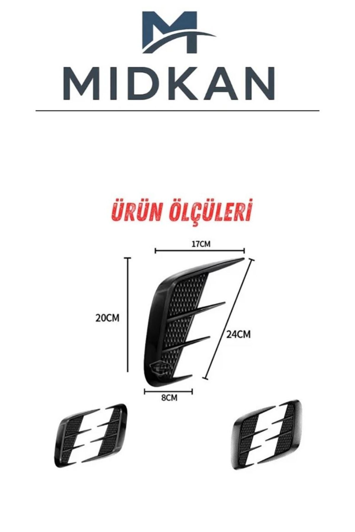 Üniversal Piano Black Esnek Tampon Kaput Çamurluk Venti Izgarası Spor Görünümlü - küçük resim 7