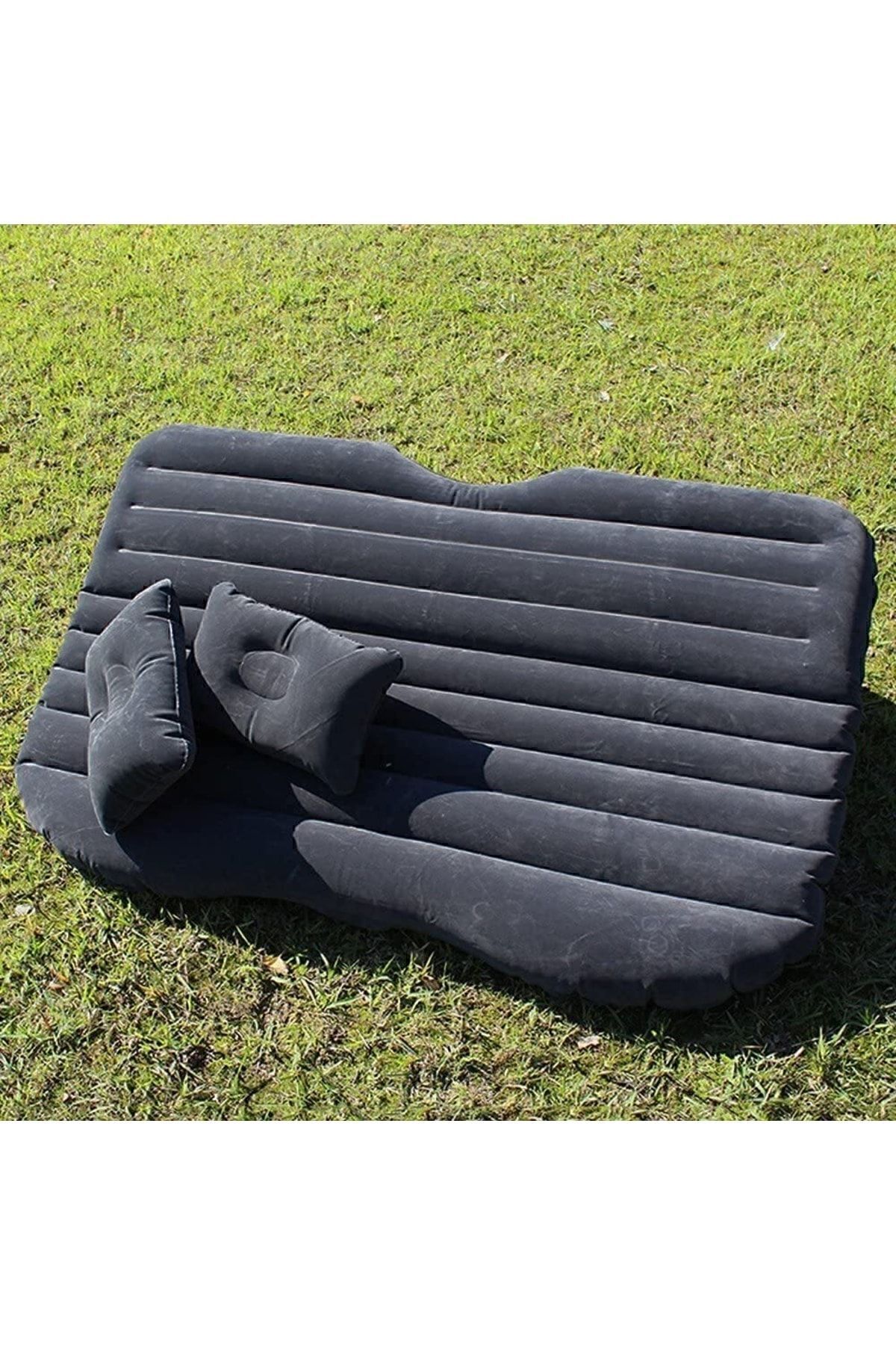 Şişme Yatak Araba Ve Kamp Yatağı Çanta Elektrikli Pompa Tamir Kiti Ve Yastıklı Yatak Seti Siyah - küçük resim 3