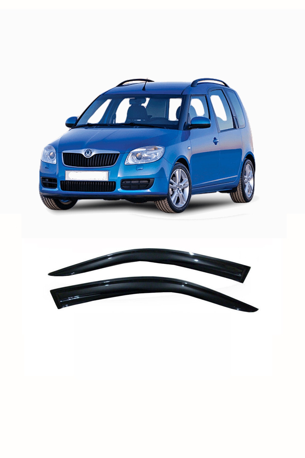 Skoda Roomster Cam Rüzgarlığı 2 Parça Kolay Montaj Parlak Siyah Ön Iki Cam Içindir - küçük resim 1