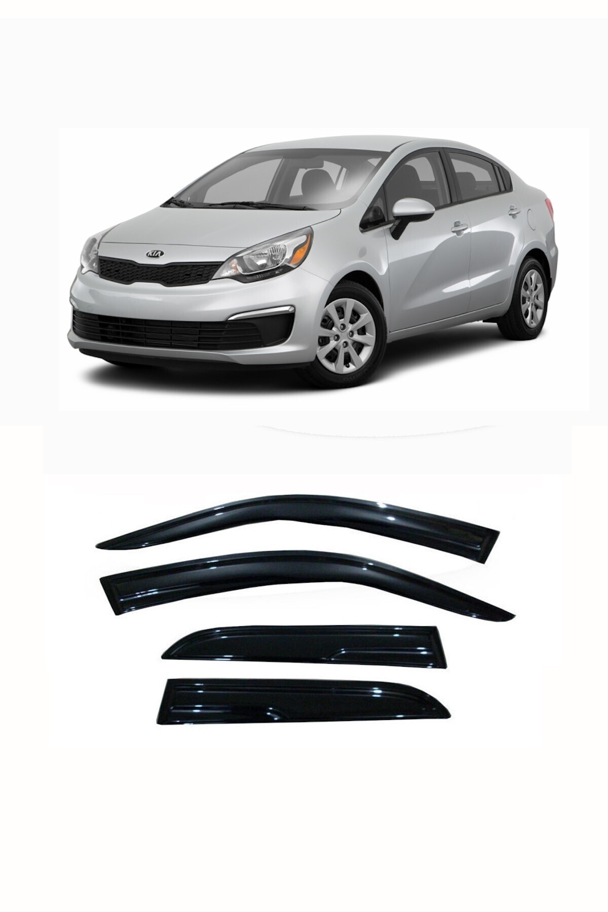 2012-2017 Kia Rio Sedan Cam Rüzgarlığı 4 Parça Bedava Kargo - küçük resim 2