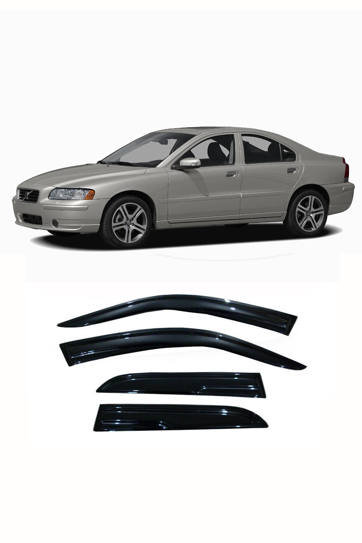 Volvo S60 Cam Rüzgarlığı 2001-2010 Arası Modellere Uyumlu 4 Parça - küçük resim 2