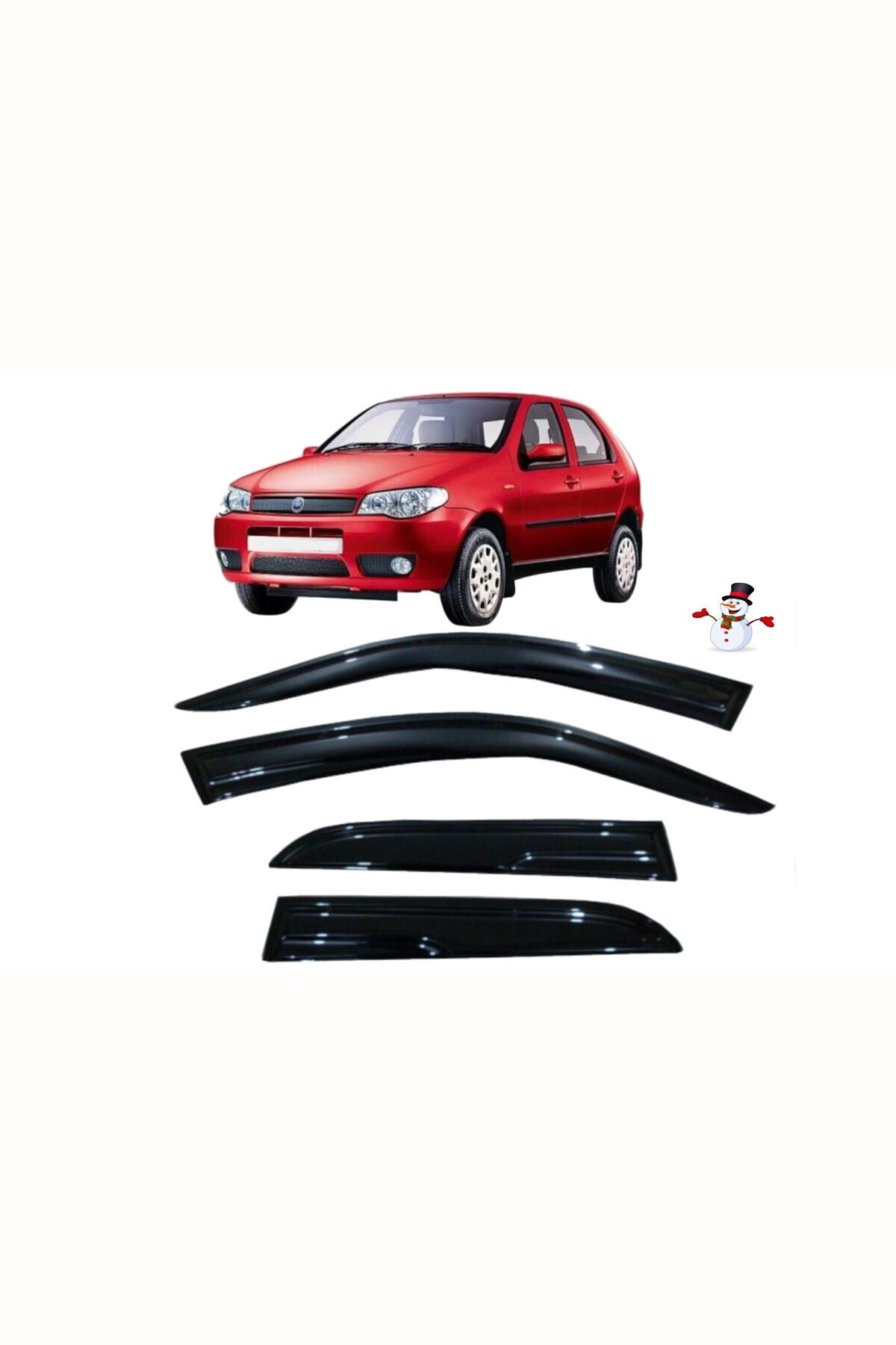 Fiat Palio 2000 Model Cam Rüzgarlığı 4 Parça Kendinden Yapışkanlı Parlak Siyah - küçük resim 2