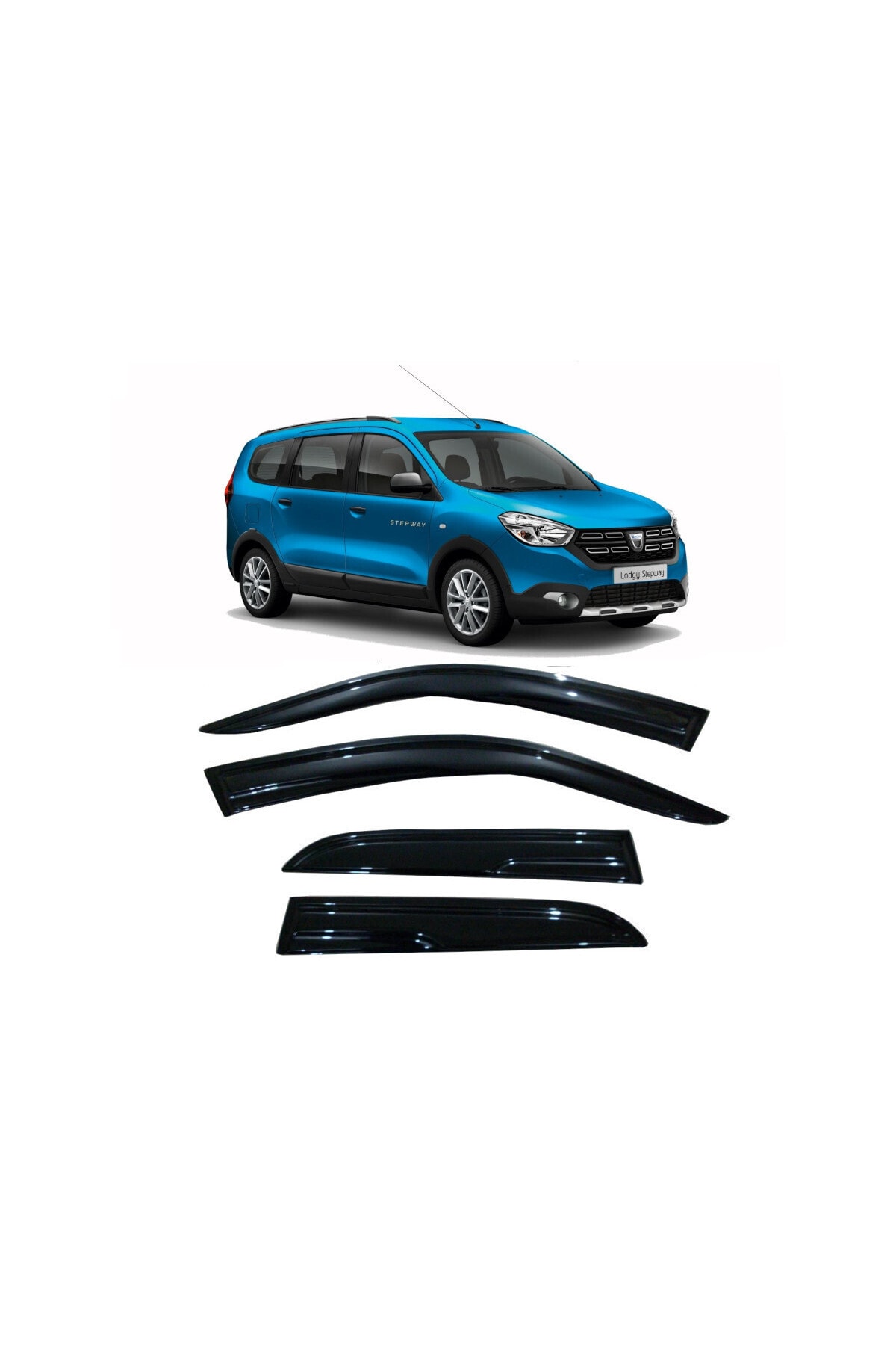 2019 Dacia Lodgy Cam Rüzgarlığı Parlak Siyah 4 Parça - küçük resim 2