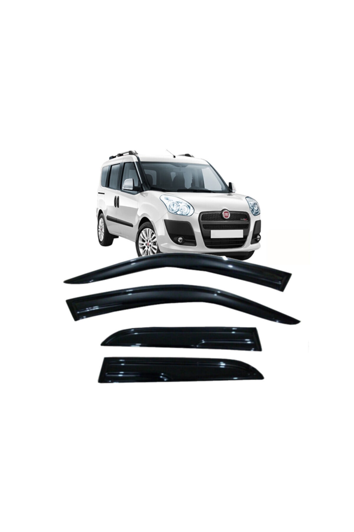 Fiat Doblo 2012 Model Cam Rüzgarlığı 4Lü Set Parlak Siyah Kendinden Yapışkanlı 1. Kalite - küçük resim 2