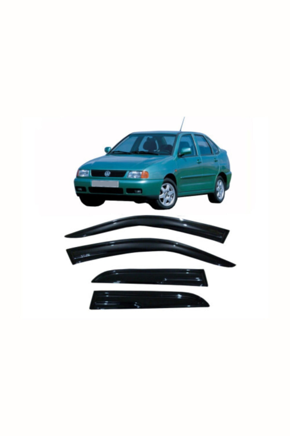 Vw Polo Classic Cam Rüzgarlığı 1997 Model Polo Sedan Için 4 Parça Parlak Siyah Kendinden Yapışkanlı - küçük resim 1