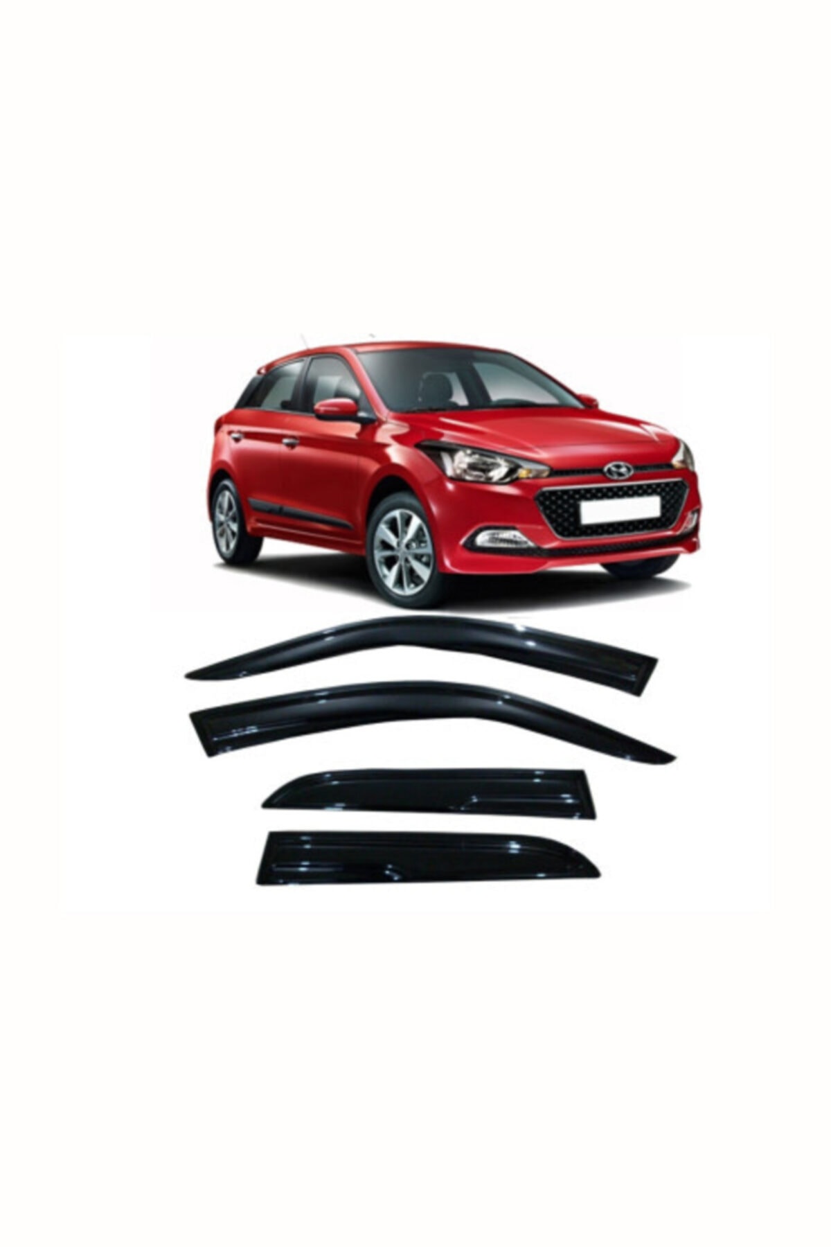 Hyundai I20 2018 Model Cam Rüzgarlığı 4 Adet Tam Uyumlu Siyah Kendinden Bantlı Şık Tasarımlı Malzeme - küçük resim 1