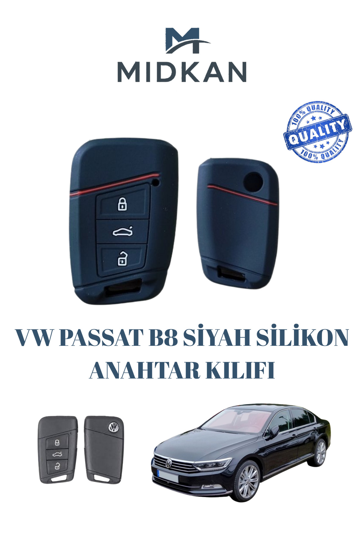 Volkswagen Passat Uyumlu Kırmızı Çizgili Silikon Kabı / Sypd54 - küçük resim 1