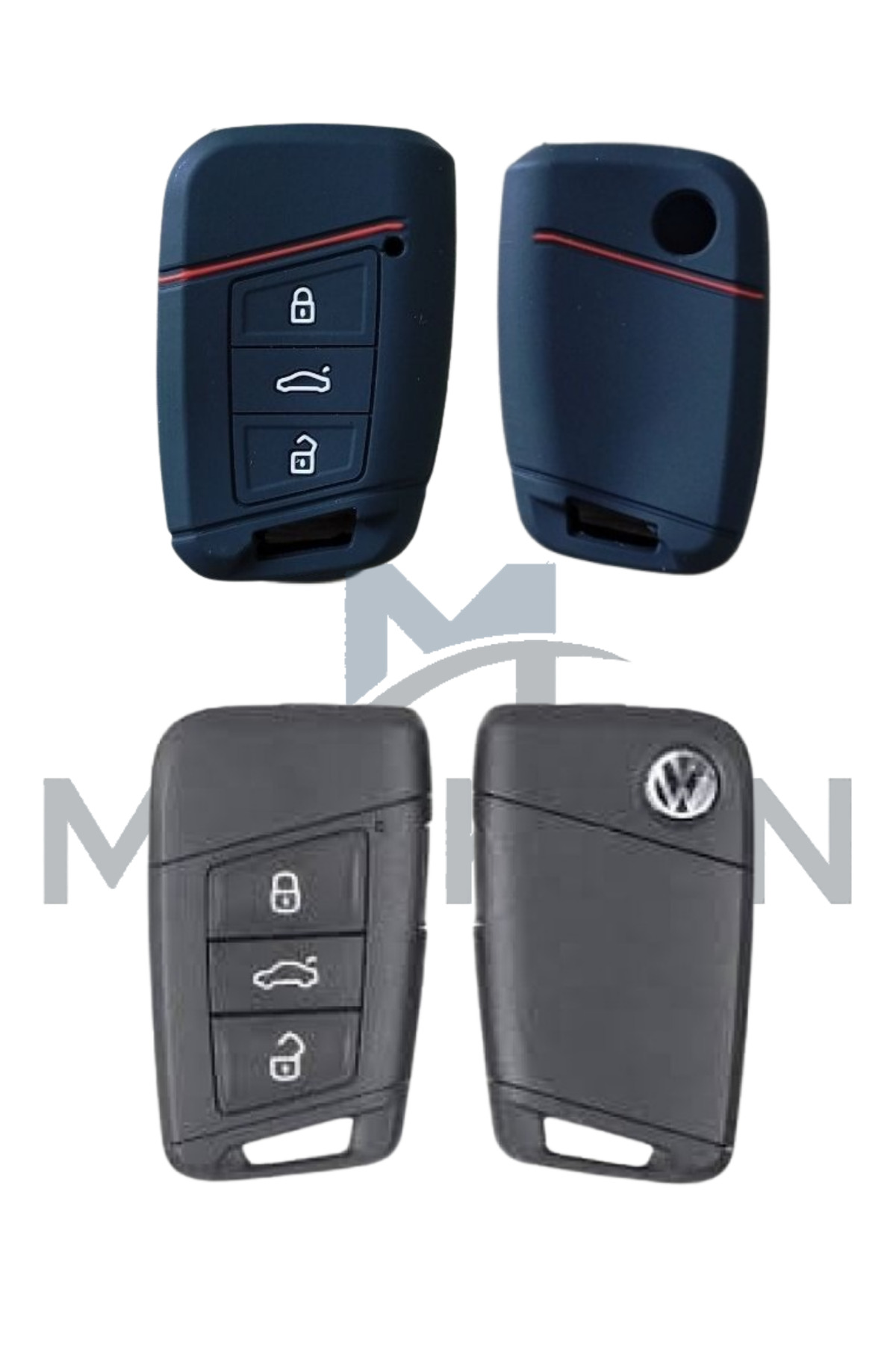 Volkswagen Passat Uyumlu Kırmızı Çizgili Silikon Kabı / Sypd54 - küçük resim 7