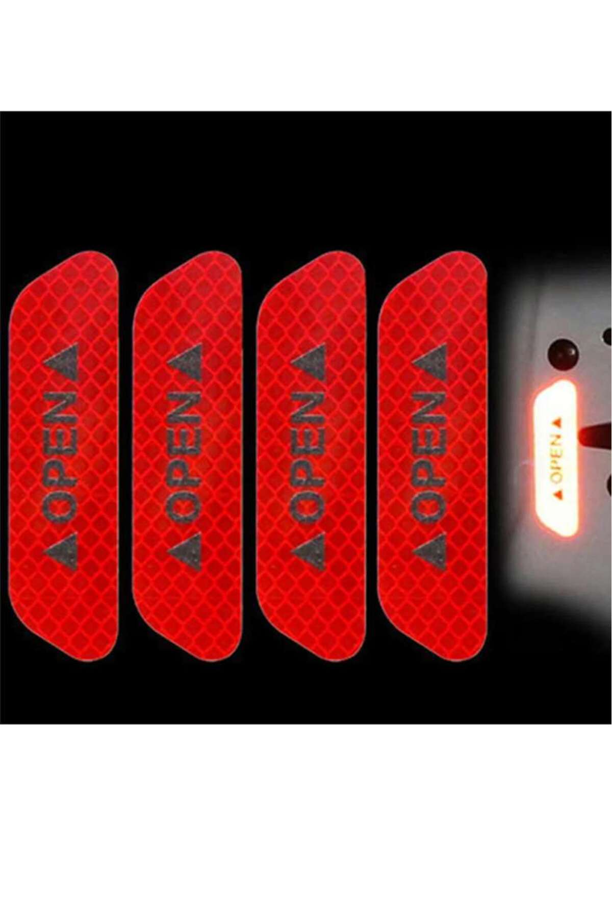 Kırmızı Araç Açık Kapı Uyarı Reflektörü 4 Parça Uyarı İkaz Stickeri